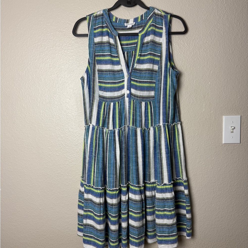 Tribal Blue and White Sleeveless V-Neck Sundress Size P/S - Picture 2 of 8